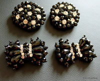 Thumbnail for Black Round Shaped Applique, Black Rondelle Beads Applique, Rhinestone Applique - 030315A213