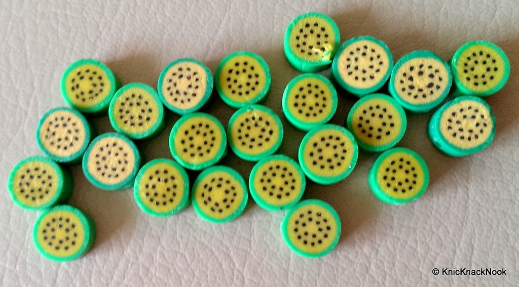 10 x Polymer Fimo Clay Green Fruit Beads
