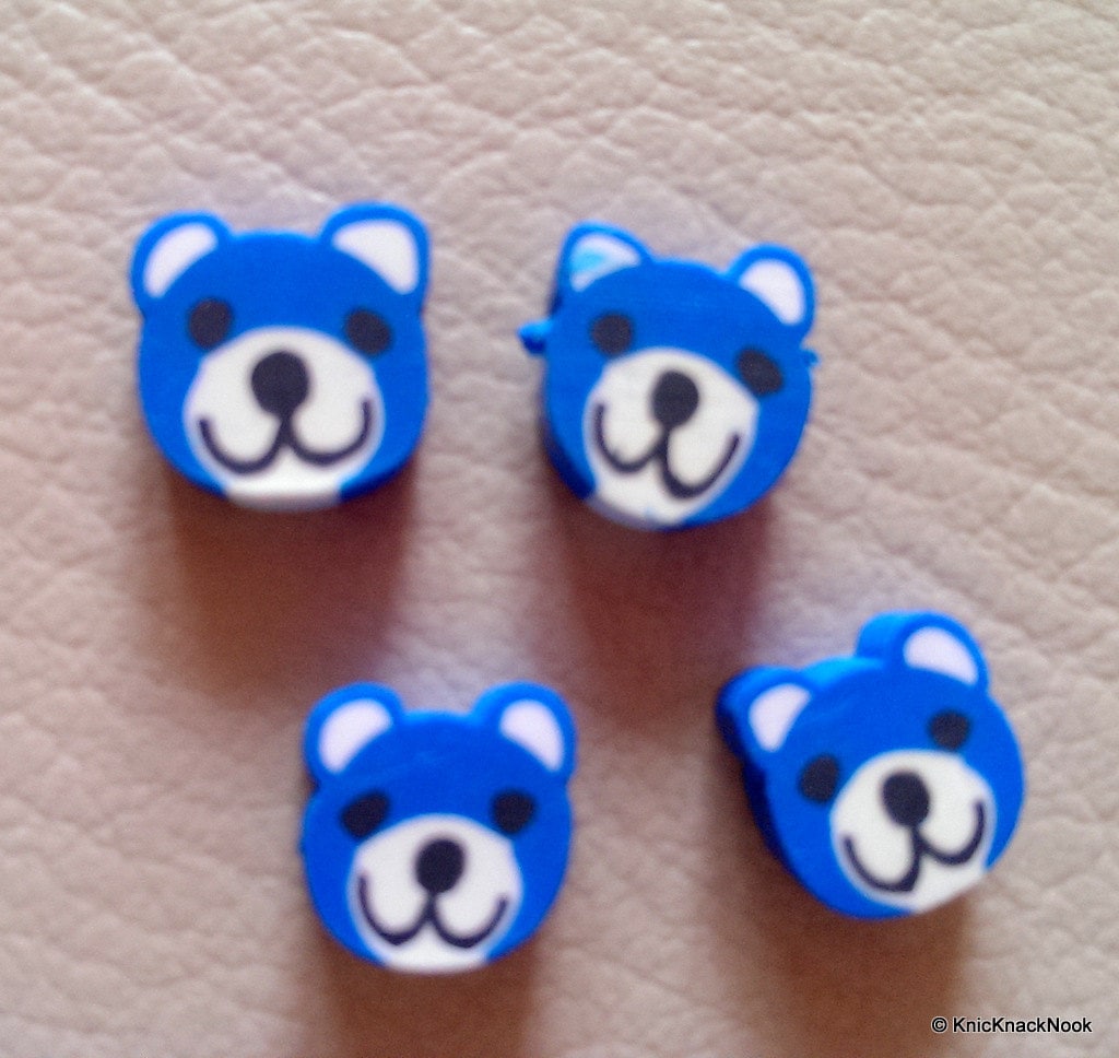 8 x Blue Bear Polymer Fimo Clay Beads