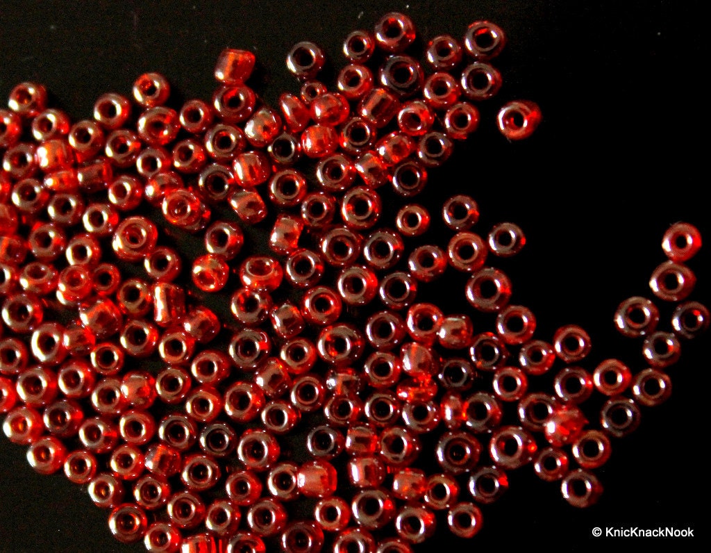 Light Red Round Seed Beads, 11g Bag Glass Beads, Approx. 3 mm