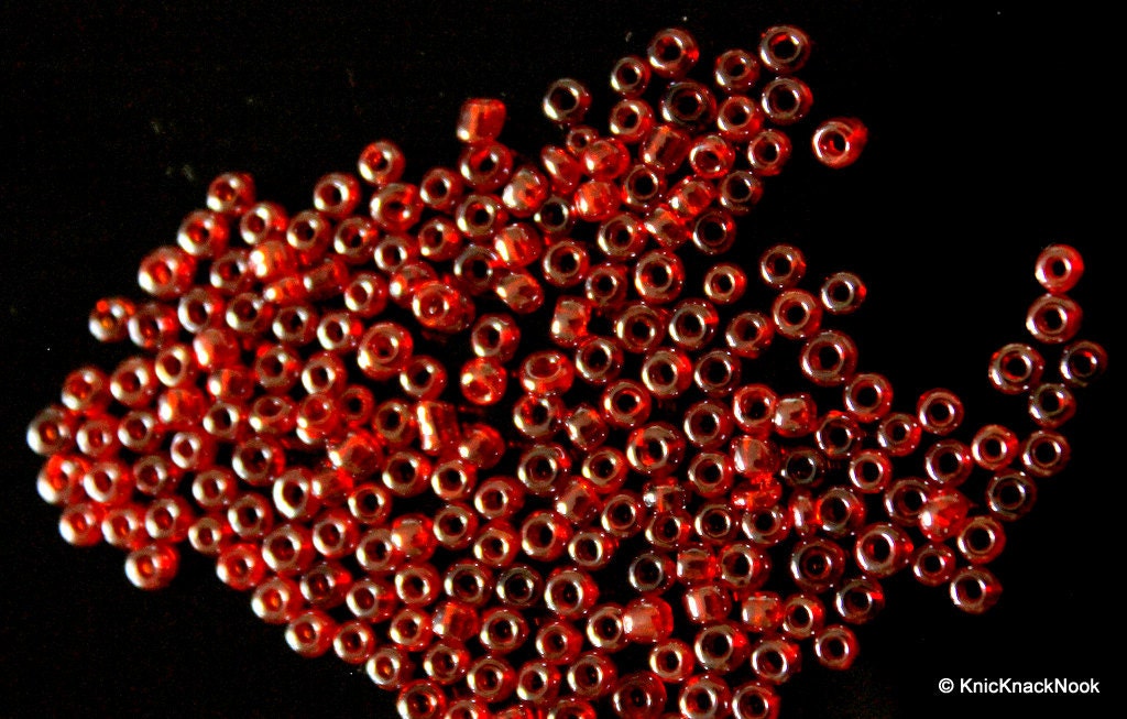 Light Red Round Seed Beads, 11g Bag Glass Beads, Approx. 3 mm