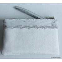 Thumbnail for Wedding Party Clutch, Silver Fabric Purse, Sequins Purse