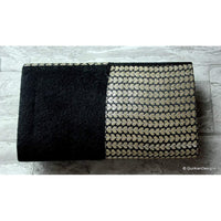 Thumbnail for Black And Silver Brocade Fabric Clutch, Wedding Clutch, Party Bag, Hard Body Bag