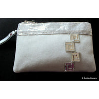 Thumbnail for Wedding Party Clutch, Silver Fabric Purse, Sequins Purse With Silver Square Designs