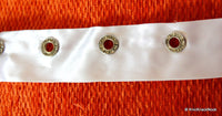 Thumbnail for White Satin Trim With Rhinestones, Fabric Trim, Belt Trim Approx. 35mm wide