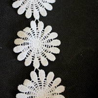 Thumbnail for White Embroidery Cotton Floral Lace Trim, Approx. 75mm Wide