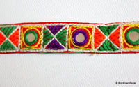 Thumbnail for Red Mirrored Fabric Trim With Yellow, Green, Violet