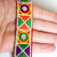 Thumbnail for Red Mirrored Fabric Trim With Yellow, Green, Violet