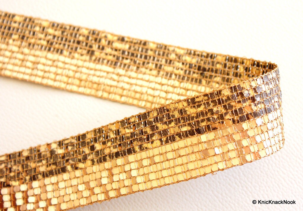 Bronze Sequins And Tiger Print Sequins Trim Lace, Approx. 32mm wide