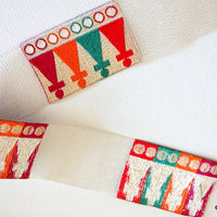 Thumbnail for Gold Sheer Trim With Red, Green, Orange And Fuchsia Pink Threadwork