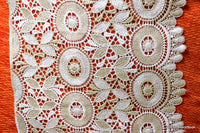 Thumbnail for Off White And Gold Embroidery Crochet Cotton Lace Trim, Approx. 23 cm - 140316L101