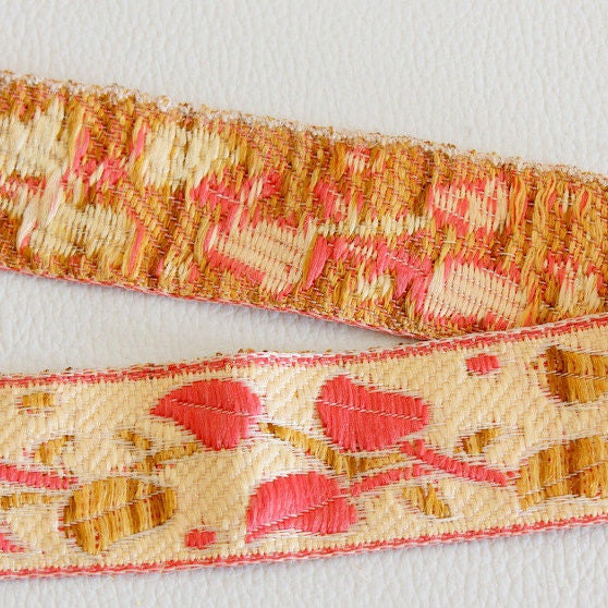 Wholesale Trim, Beige, Brown And Pink Embroidery Lace Trim