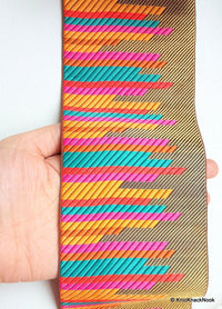 Thumbnail for Orange, Red, Green, Brown And Gold Thread Embroidery Trim