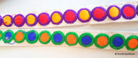Thumbnail for Off White Fabric Trim With Orange, Blue And Green Embroidery, Approx. 20mm Wide