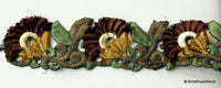 Thumbnail for Green And Brown Floral Embroidery Trim