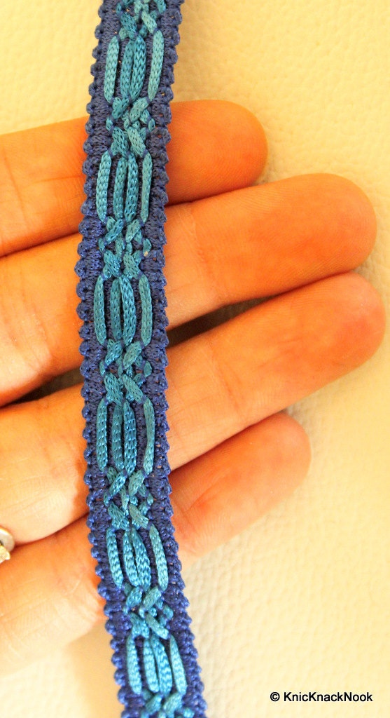 Blue Thread Lace Trim, Approx. 14mm wide