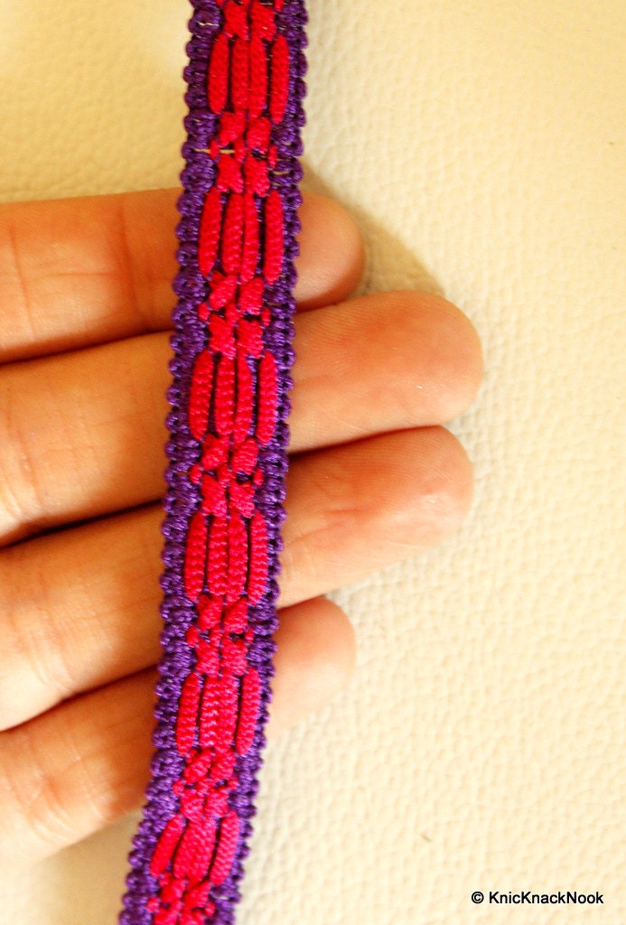 Purple And Pink Thread Lace Trim, Approx. 14mm wide