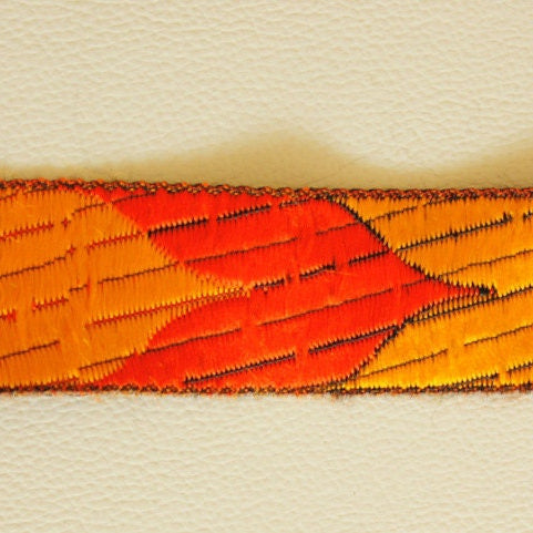 Yellow, Orange And Black Faux Silk Thread Lace Trim, 20mm wide