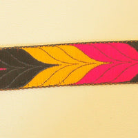 Thumbnail for Yellow, Black And Fuchsia Pink Thread Embroidered Lace Trim, 33mm wide