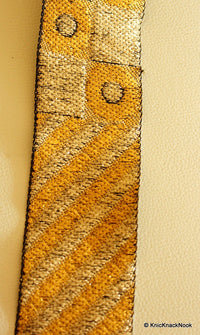 Thumbnail for Black Fabric Trim With Gold And Silver Embroidery, Approx. 55mm Wide