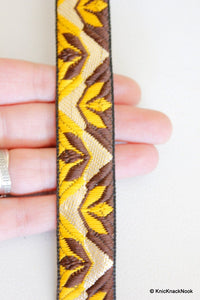 Thumbnail for Brown Sari Jacquard Brocade Lace Trim, Approx. 25mm Wide Trim By 2 yard Sewing Trim Costume Trim