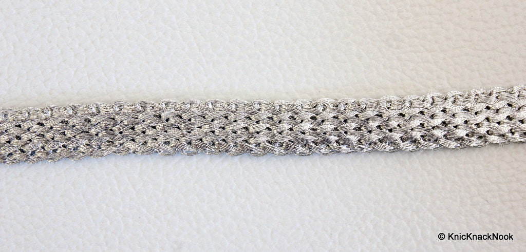 Silver Thread Lace Trim, Approx. 10mm wide