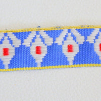 Thumbnail for Trim By 4 Yards Jacquard Trimming Blue, White And Red Embroidery Fabric Lace Trim, Approx. 22mm Wide