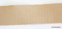 Thumbnail for Beige Faux Leather Trim Lace With Gold Polka Dots, Approx 53 mm Wide