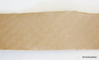 Thumbnail for Faux Leather Trim Lace With Light Brown Embroidery And Gold Polka Dots, Approx 56 mm Wide