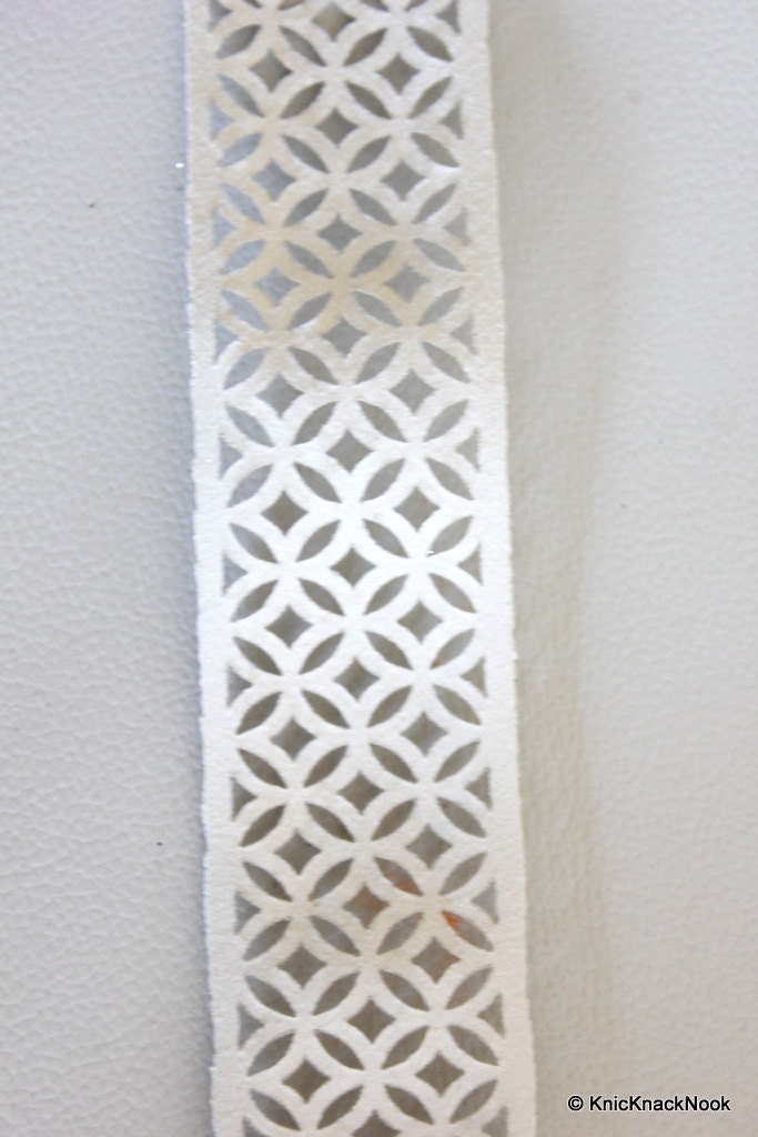 Silver Glitter Cut Work Fabric Trim, Approx. 40mm wide