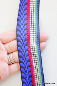 Thumbnail for Blue, White, Black And Red Embroidery Fabric Lace Trim