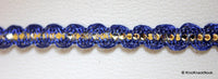 Thumbnail for Blue Lace Trim With Silver Sequins, Approx. 10 mm wide